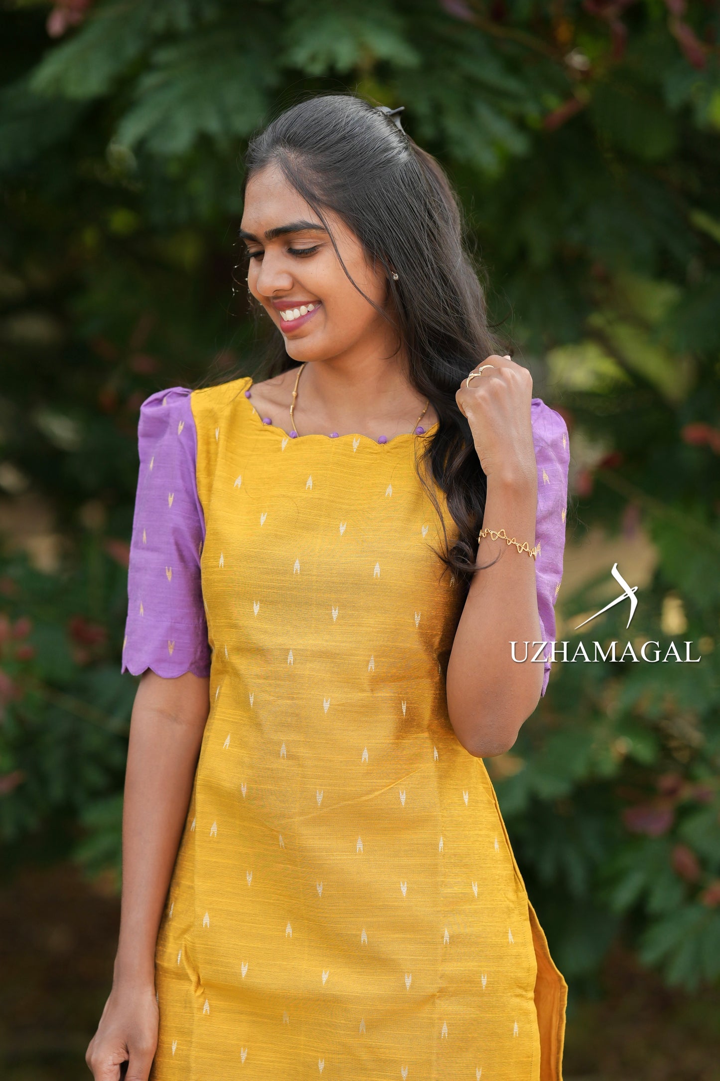 Yellow velvet Kurti