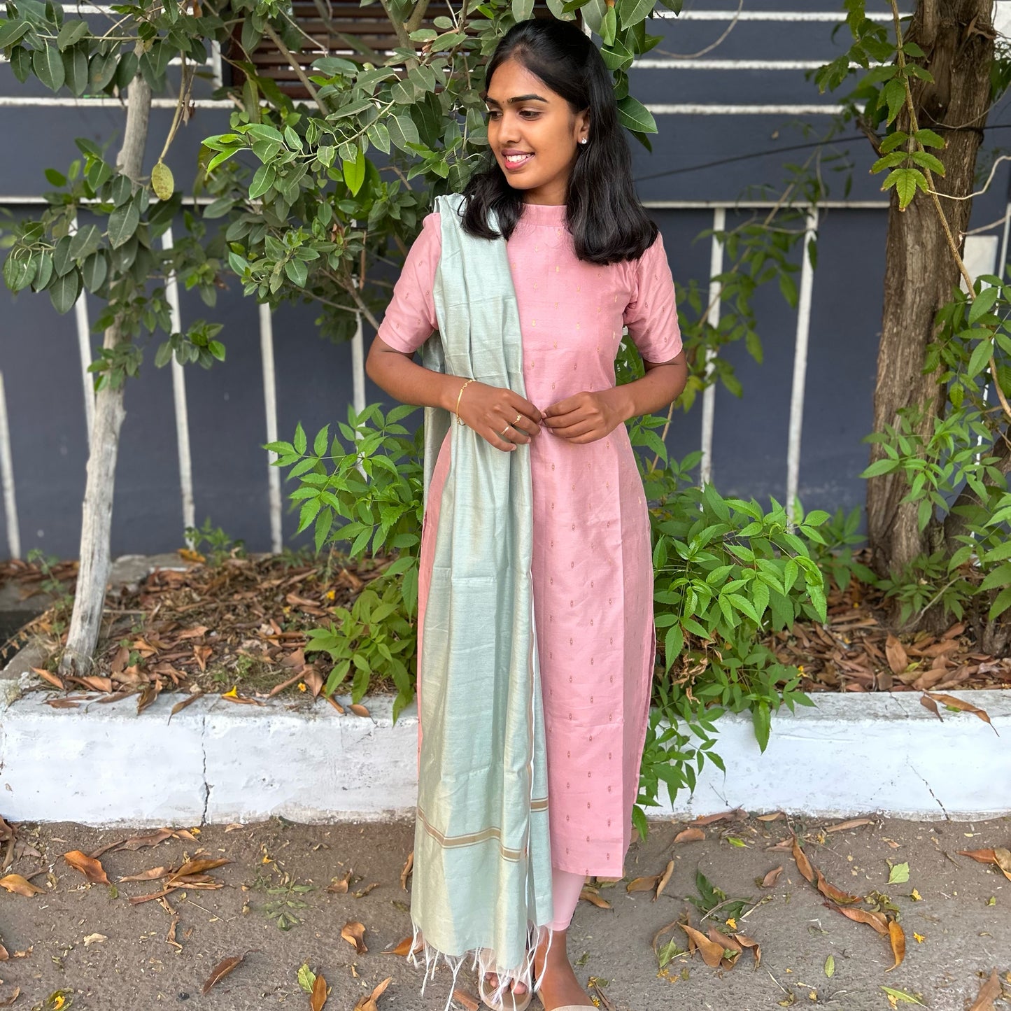 Rosegold silk charm kurti