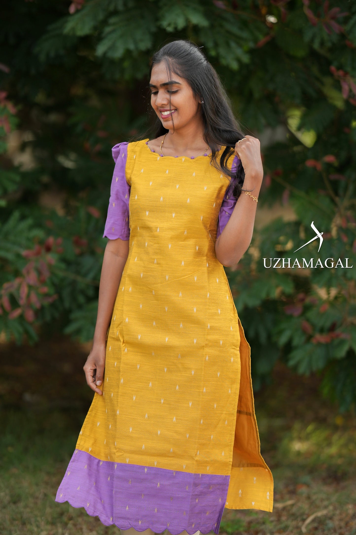Yellow velvet Kurti