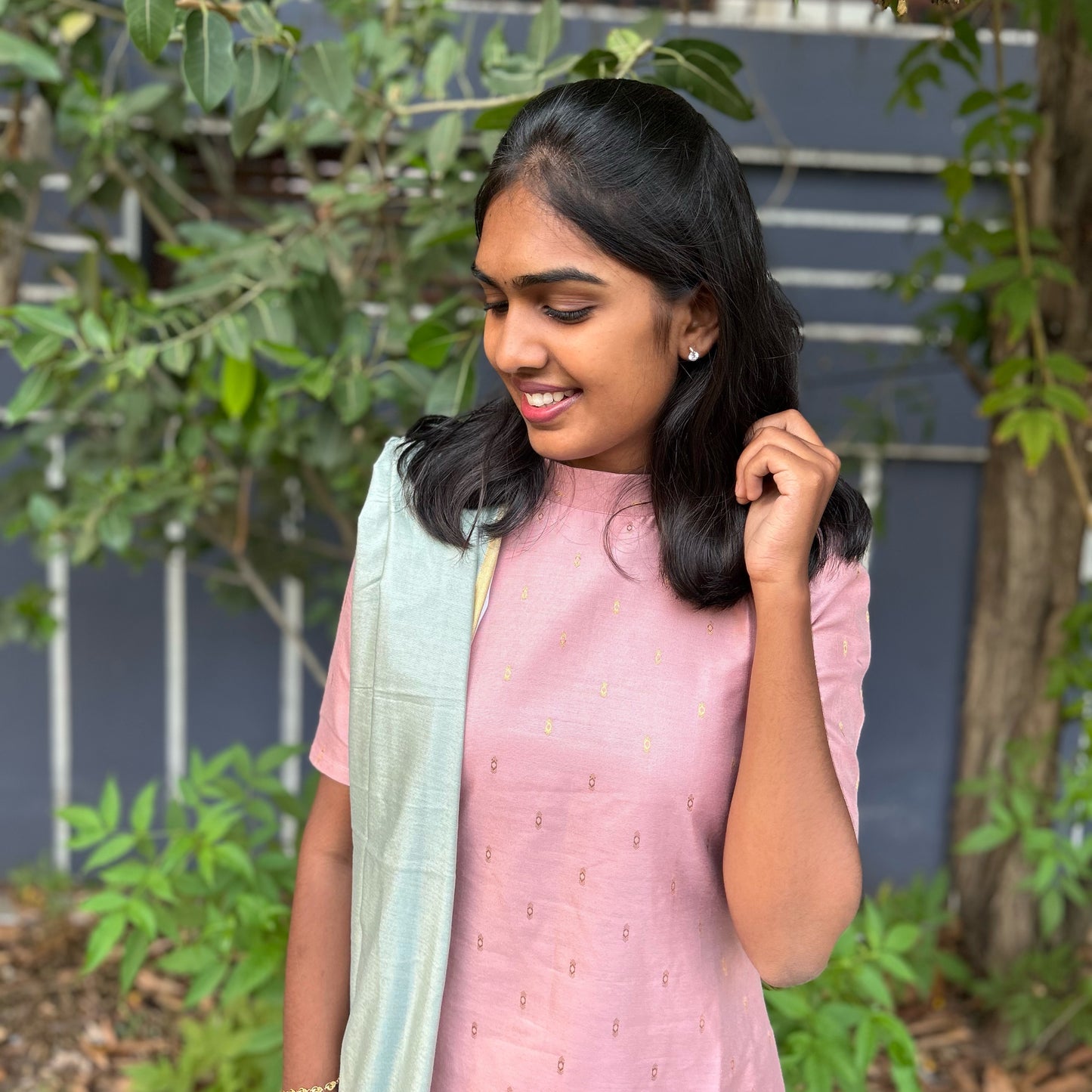 Rosegold silk charm kurti