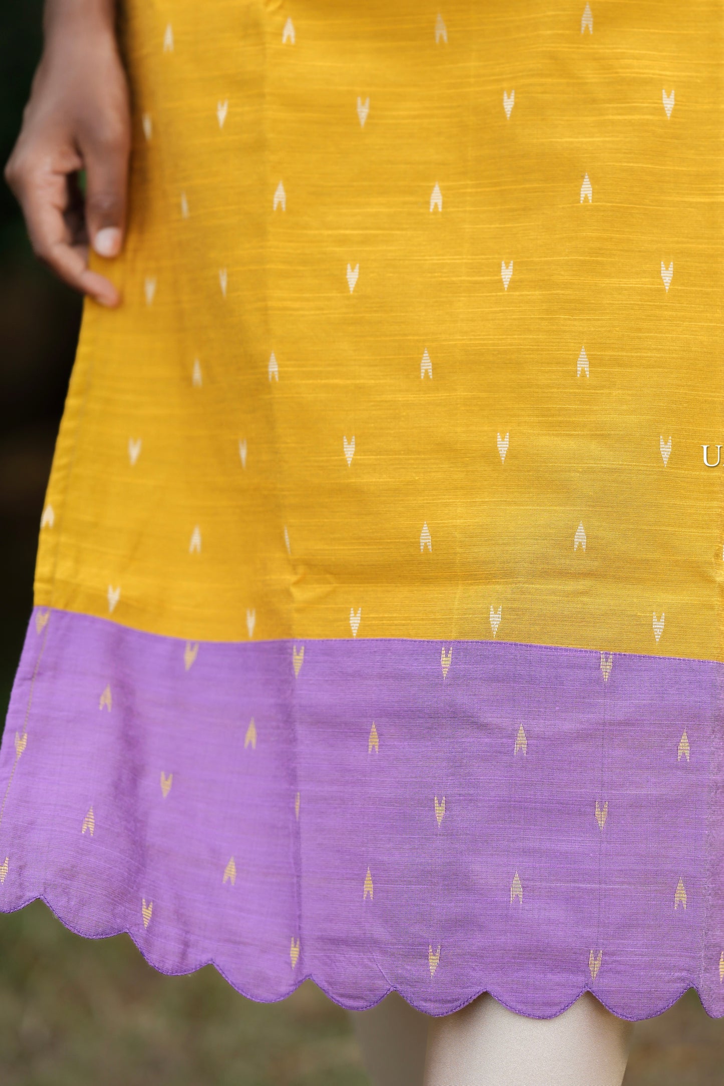 Yellow velvet Kurti