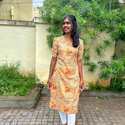 Floral Honeycomb Kurti