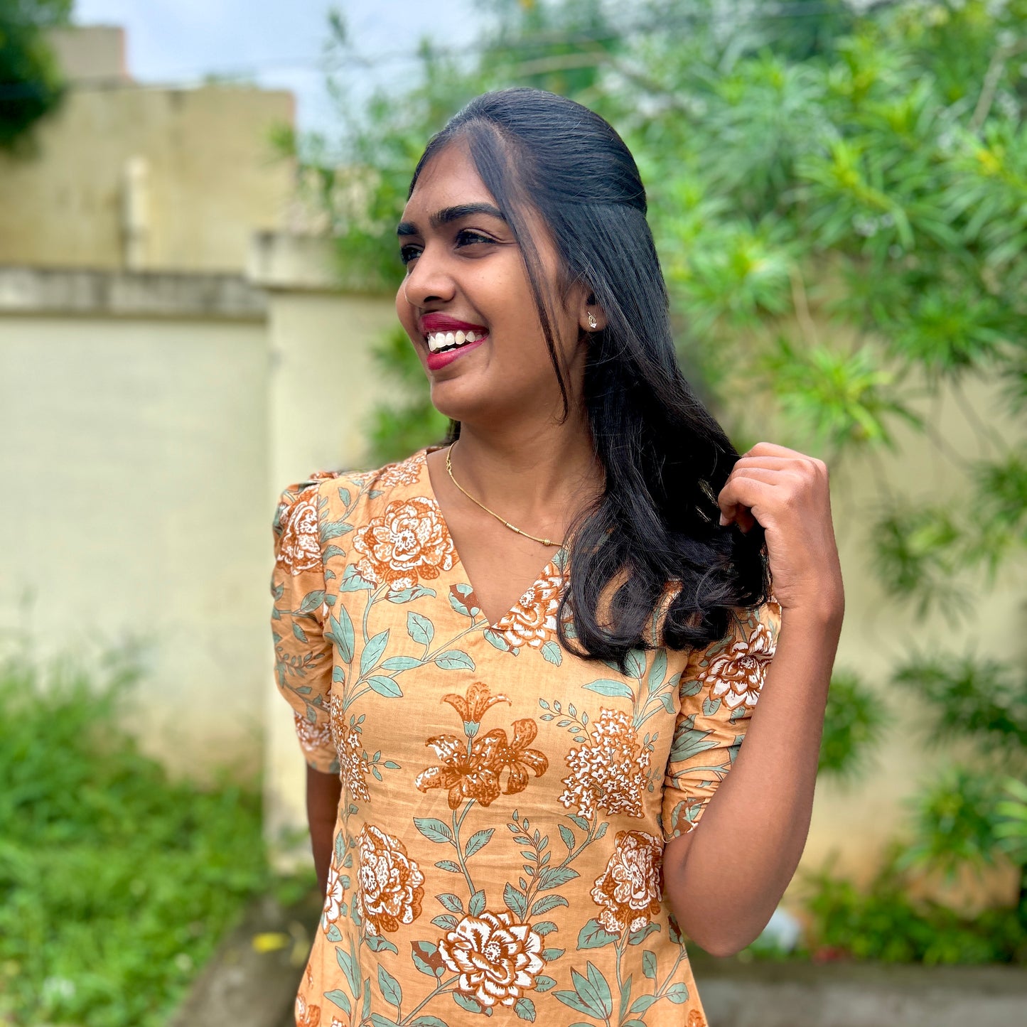 Floral Honeycomb Kurti