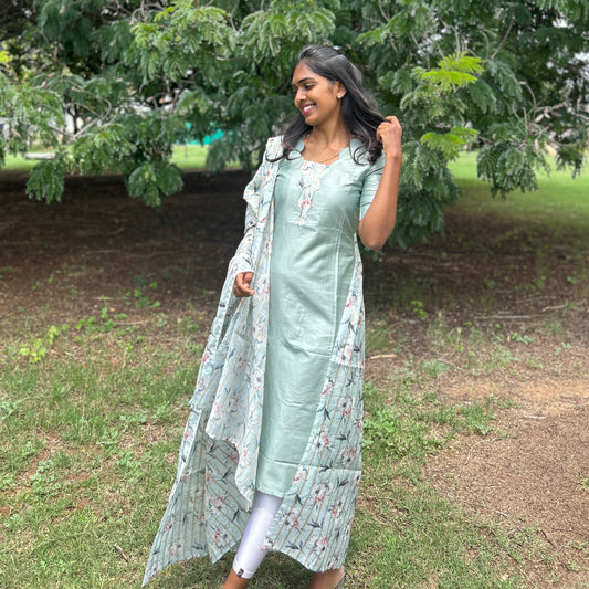 Peacock scallop Kurti set