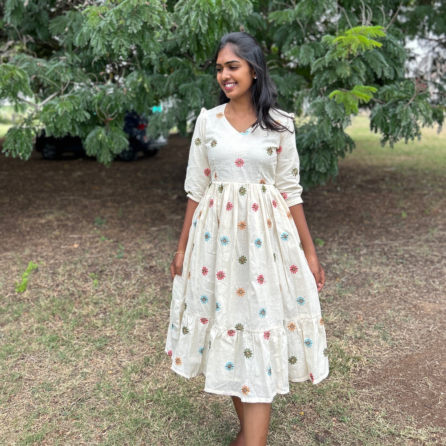 Colorful marigold dress