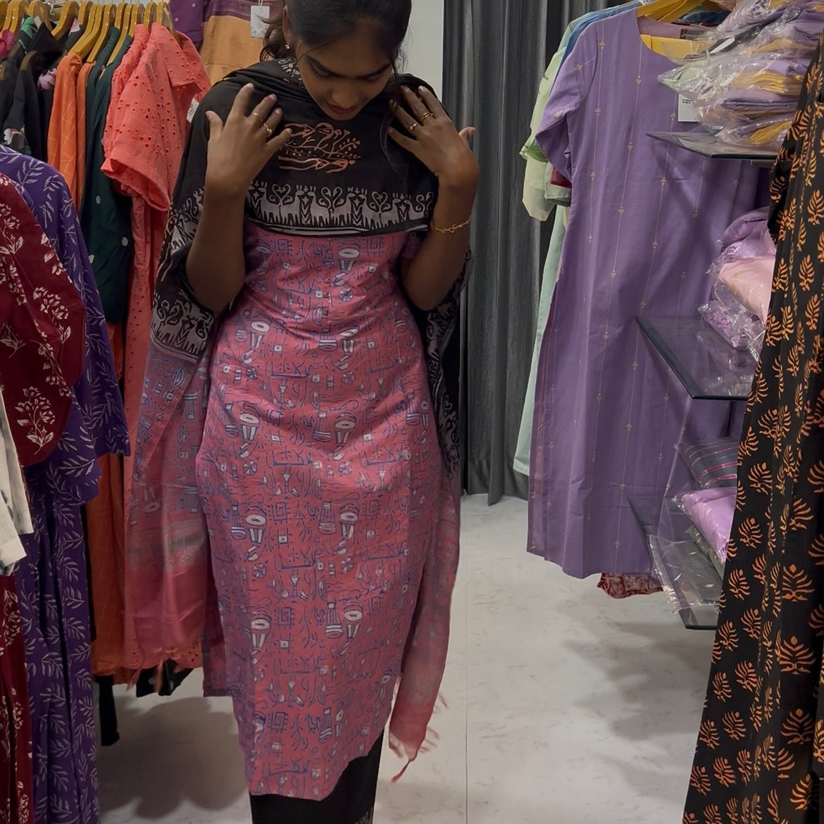 Pink silk Kurti set
