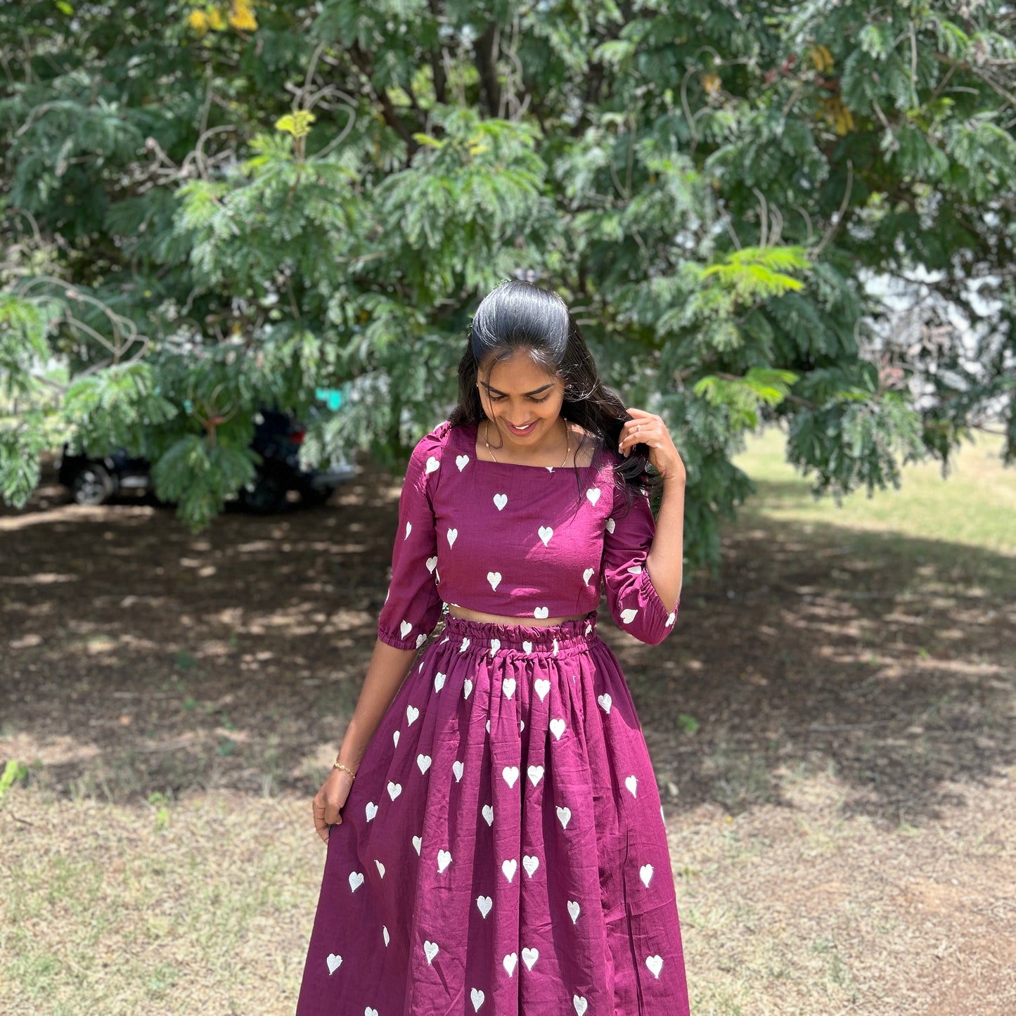 Dipped in wine skirt set