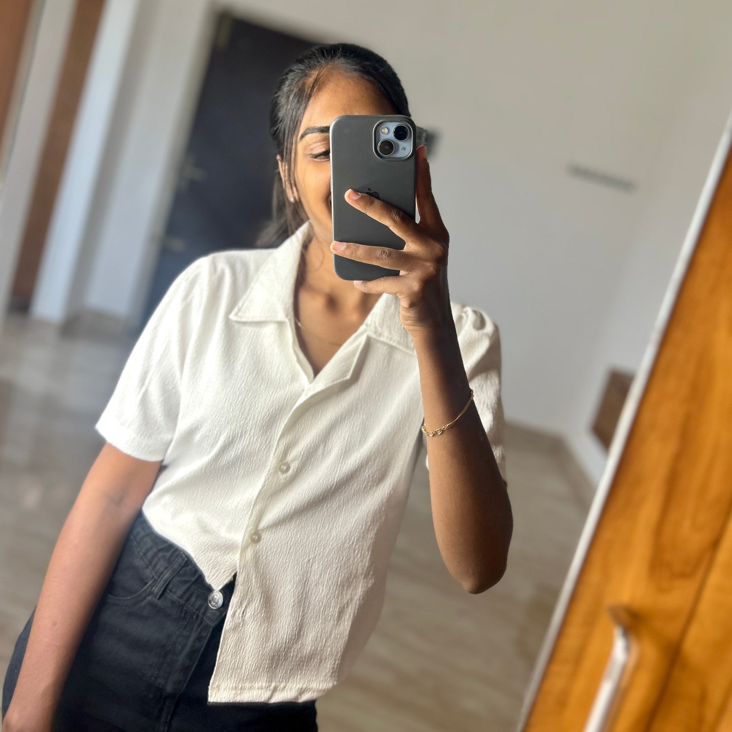 White forest Crop Shirt