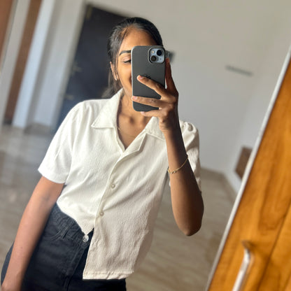 White forest Crop Shirt