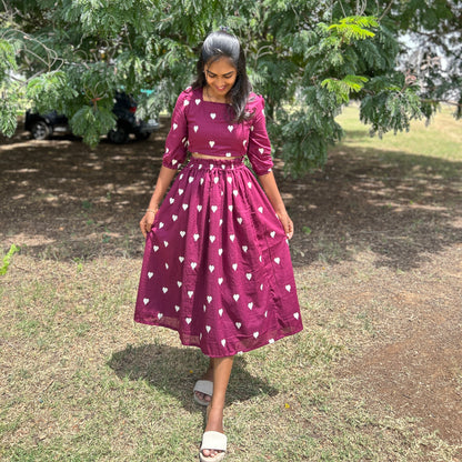 Dipped in wine skirt set