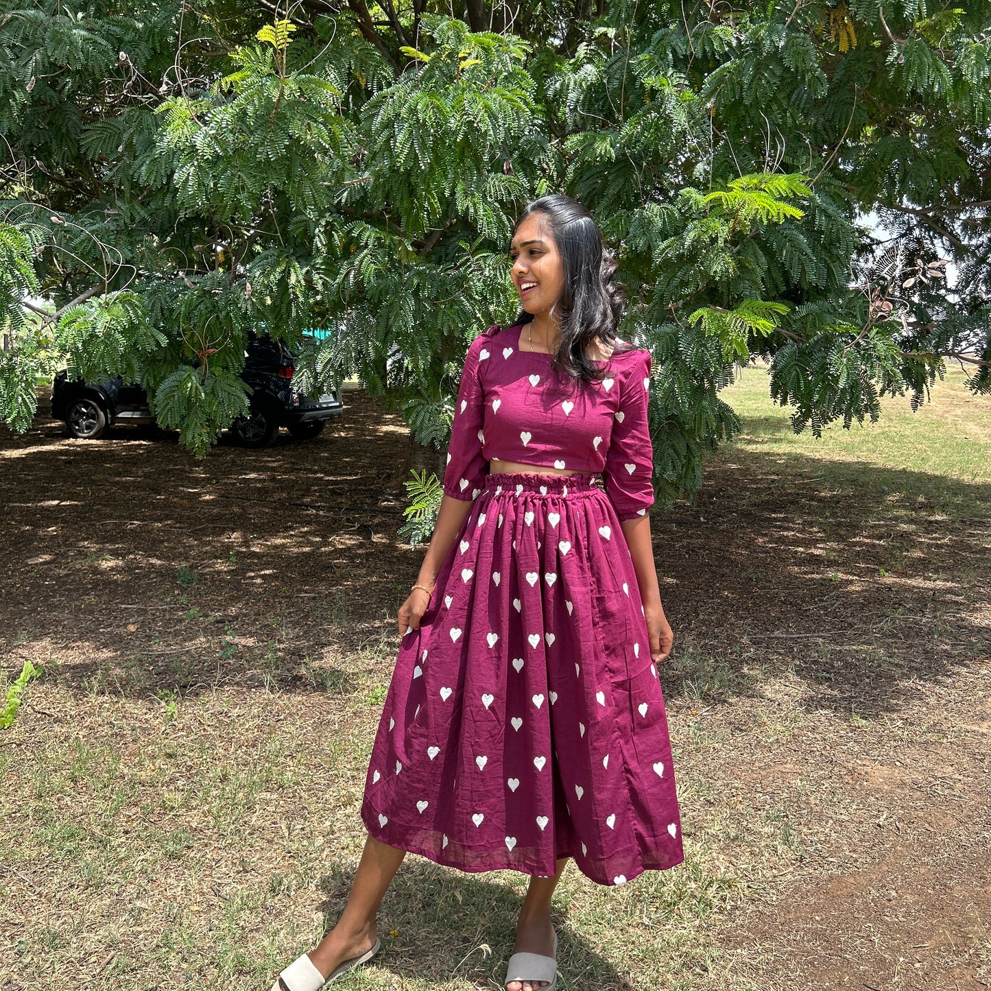 Dipped in wine skirt set