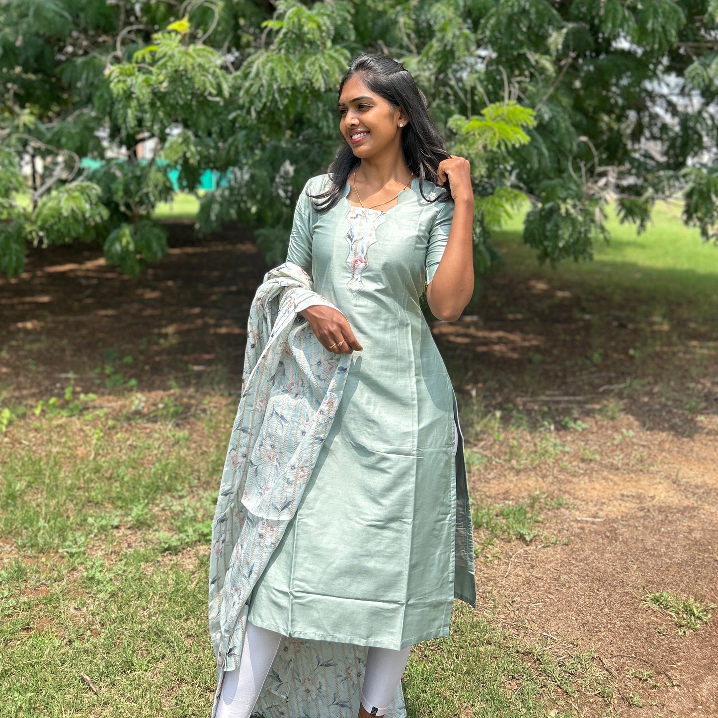 Peacock scallop Kurti set