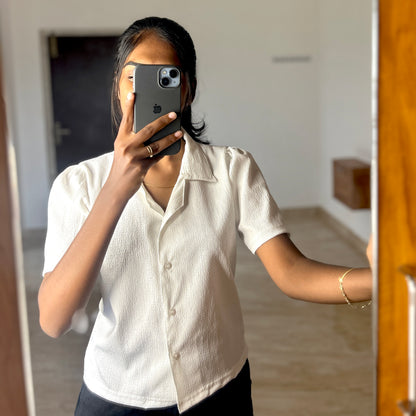 White forest Crop Shirt