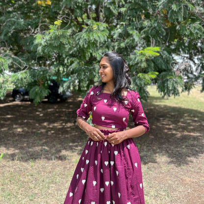 Dipped in wine skirt set