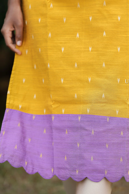Yellow velvet Kurti