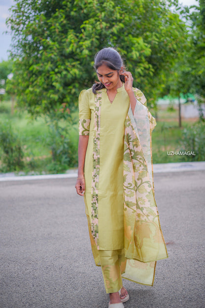 Olive Bloom Kurti Set