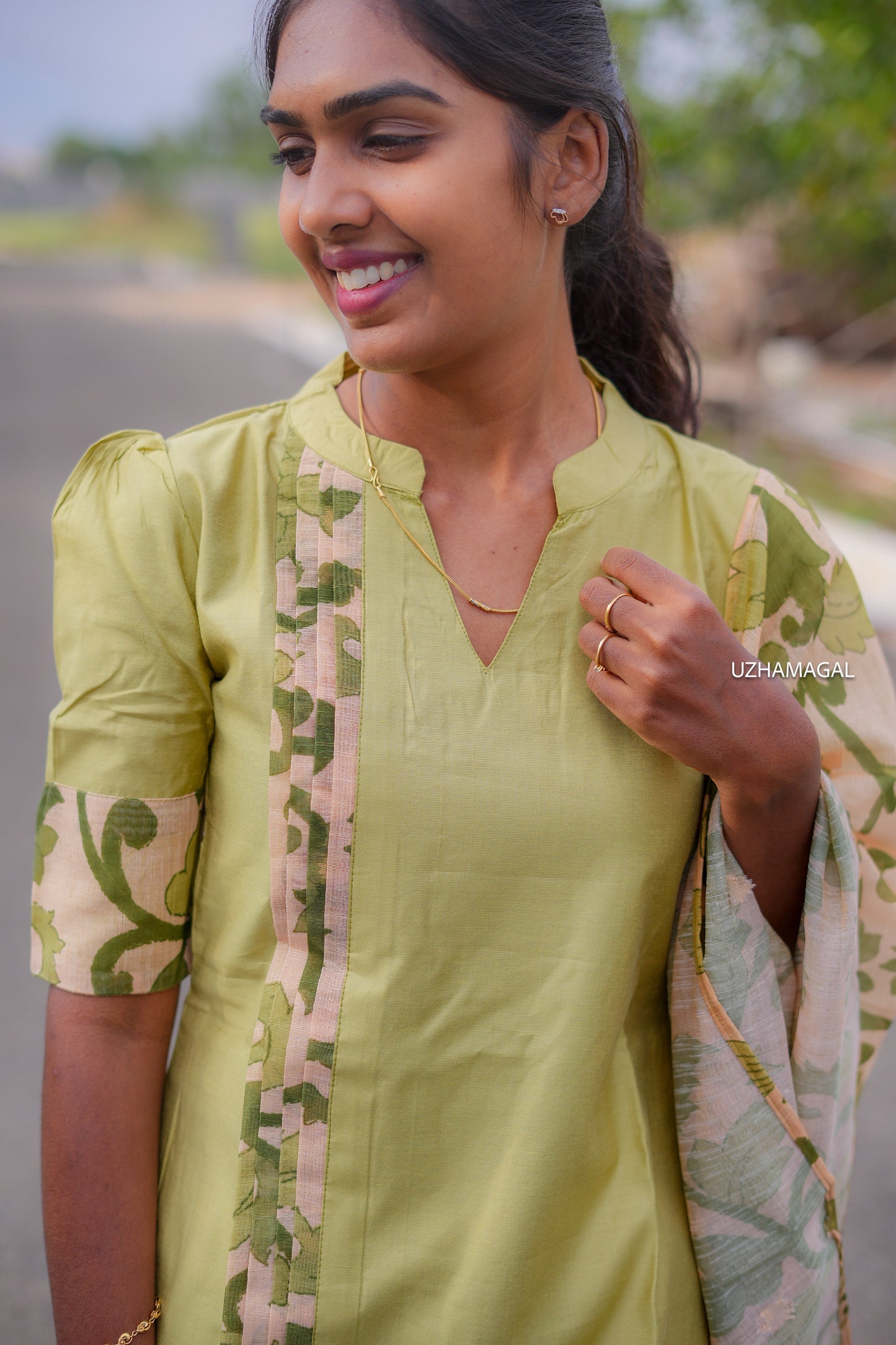 Olive Bloom Kurti Set